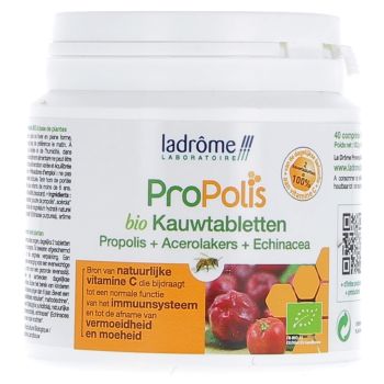 Propolis comprim&eacute;s bio propolis, ac&eacute;rola, &eacute;chinac&eacute;e Ladr&ocirc;me - Boite de 40 comprim&eacute;s