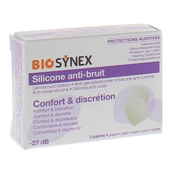 Protection auditive silicone transparent Biosynex - bo&icirc;te de 3 paires