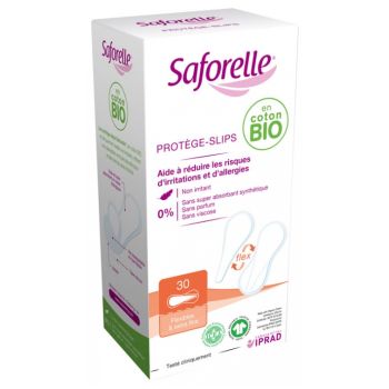 Prot&egrave;ge-slips flexibles & extra-fins coton bio Saforelle - boite de 30 prot&egrave;ge-slips