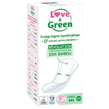 Prot&egrave;ge-lingerie hypoallerg&eacute;nique Large Love & Green - 28 prot&egrave;ge-slips