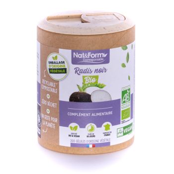 Radis noir Bio Ecoresponsable Nat&Form - Boite de 200 g&eacute;lules