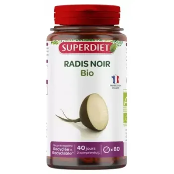 Radis noir bio Super Diet - pot de 80 comprim&eacute;s
