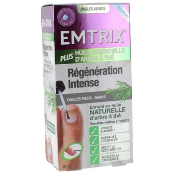 R&eacute;g&eacute;n&eacute;ration Intense ongles ab&icirc;m&eacute;s huile essentielle d&rsquo;arbre &agrave; th&eacute; Emtrix - flacon de 10ml