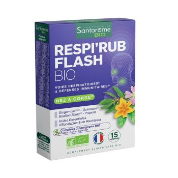 Respi'rub flash nez et gorge bio Santarome - bo&icirc;te de 15 comprim&eacute;s