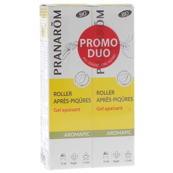 Roller gel apaisant piq&ucirc;res bio Aromapic Pranar&ocirc;m - lot de 2 roll-on de 15ml