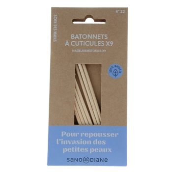 B&acirc;tonnets &agrave; cuticules bois exotique Sanodiane - 9 b&acirc;tonnets