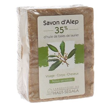 Savon d'Alep 35% baies de laurier Haut-S&eacute;gala - pain de 200g