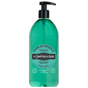 Savon de Marseille liquide alo&eacute; vera Le Comptoir du Bain - flacon-pompe de 1 L