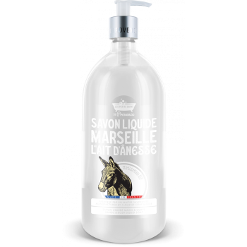 Savon liquide Marseille lait d'&acirc;nesse Les petits bains de Provence - flacon-pompe de 1L