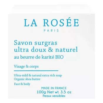 Savon surgras ultra doux & naturel La Ros&eacute;e - pain de 100 g