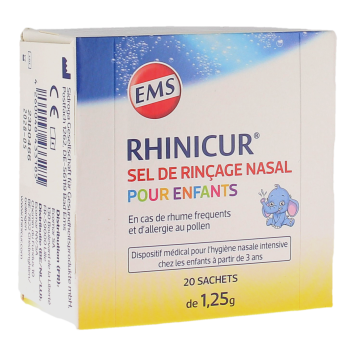 Sel de rin&ccedil;age nasal pour enfants Rhinicur - bo&icirc;te de 20 sachets