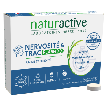 Nervosit&eacute; & trac flash Naturactive - bo&icirc;te de 6 comprim&eacute;s orodispersibles