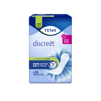 Serviettes hygi&eacute;niques Discreet extra plus Tena - 16 serviettes