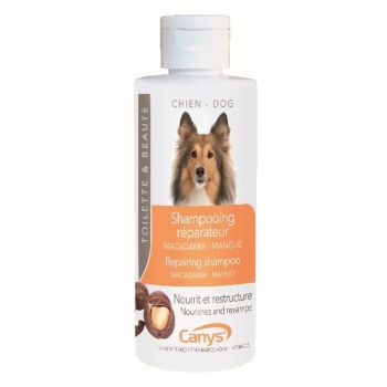 Shampoing r&eacute;parateur chien macadamia-mangue Canys - flacon de 200ml