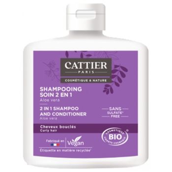 Shampoing soin 2en1 Aloe Vera bio cheveux boucl&eacute;s Cattier - flacon de 250 ml