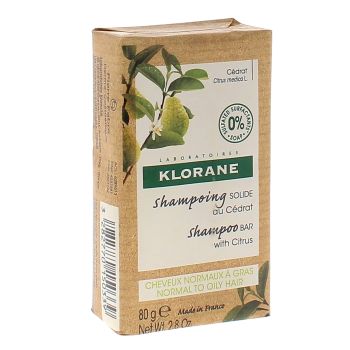 Shampoing solide au c&eacute;drat Klorane - pain de 80 g