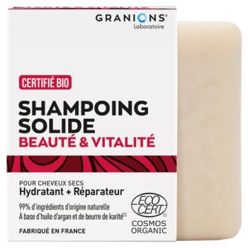 Shampoing solide beaut&eacute; & vitalit&eacute; bio Granions - pain de 80 g