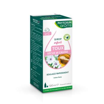 Sirop enfant toux s&egrave;che et grasse Phytosun Ar&ocirc;ms - flacon de 120 ml