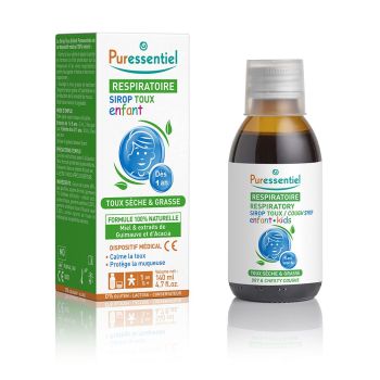 Sirop toux s&egrave;che et grasse enfant d&egrave;s 1 an Puressentiel - flacon de 140ml