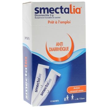 Smectalia 3g suspension buvable go&ucirc;t caramel cacao en sachet - boite de 12 sachets