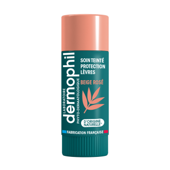 Soin l&egrave;vres teint&eacute; teinte beige ros&eacute; Dermophil Indien - stick de 4g