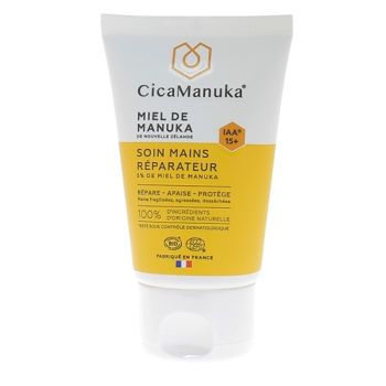 Soin mains r&eacute;parateur 5% de Miel de Manuka IAA 15+ bio CicaManuka - tube de 50 ml