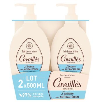 Soin toilette intime avec anti-bact&eacute;rien Rog&eacute; Cavaill&egrave;s - lot de 2 flacons-pompe de 500 ml