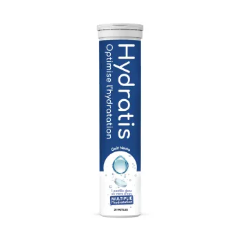 Solution d'hydratation go&ucirc;t neutre Hydratis - tube de 20 pastilles effervescentes