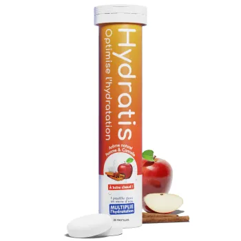 Solution d'hydratation go&ucirc;t pomme-cannelle Hydratis - tube de 20 pastilles effervescentes