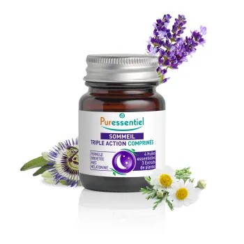 Sommeil Triple action Puressentiel - pot de 15 comprim&eacute;s