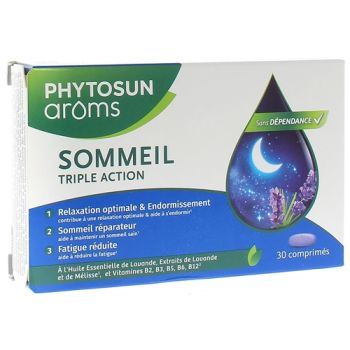 Sommeil triple action Phytosun Ar&ocirc;ms - bo&icirc;te de 30 comprim&eacute;s