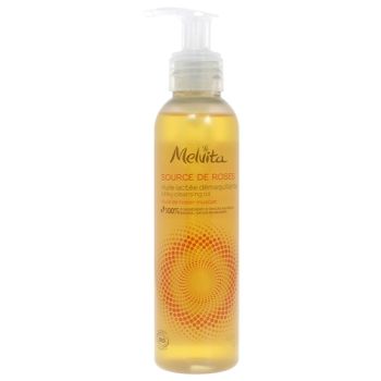 Source de Roses Huile lact&eacute;e d&eacute;maquillante Melvita - flacon-pompe de 145ml