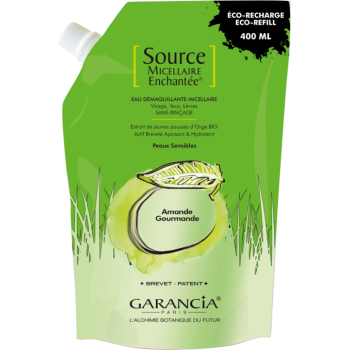 Source Micellaire Enchant&eacute;e eau d&eacute;maquillante amande douce Garancia - &eacute;co-recharge de 400 ml