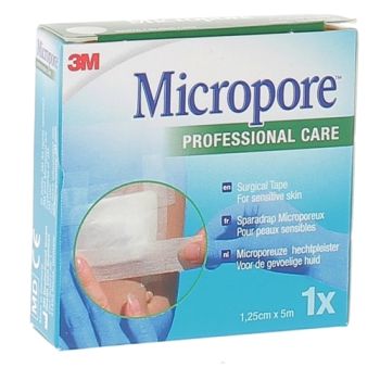 Sparadrap microporeux Micropore 3M - une bande de 12.5mmx5m