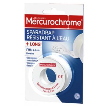 Sparadrap r&eacute;sistant &agrave; l'eau Mercurochrome - 1 bobine de 7 m