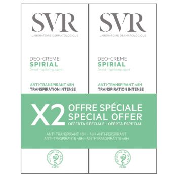 Spirial cr&egrave;me d&eacute;odorant anti-transpirant intense 48h SVR - lot de 2 tubes de 50 ml