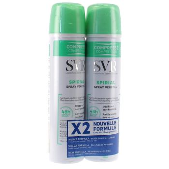 Spirial spray v&eacute;g&eacute;tal d&eacute;odorant anti-humidit&eacute; 48h SVR - lot de 2 sprays de 75 ml