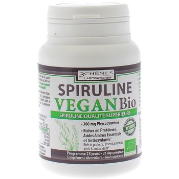 Spiruline Vegan Bio 3 Ch&ecirc;nes - bo&icirc;te de 60 comprim&eacute;s