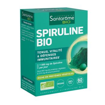 Spiruline bio Santarome - bo&icirc;te de 60 comprim&eacute;s