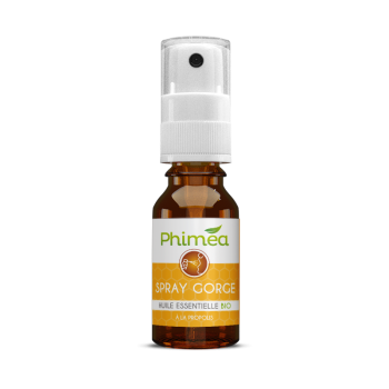 Spray gorge &agrave; la Propolis et aux huiles essentielles BIO Phimea - spray de 15 ml