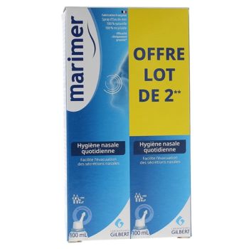 Spray hygi&egrave;ne nasale quotidienne eau de mer 9% Marimer - lot de 2x100ml