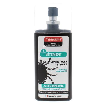 Spray pour v&ecirc;tements contre les tiques et puces Manouka - spray de 75 ml