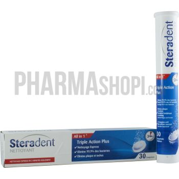 Steradent nettoyant triple action plus - 30 comprim&eacute;s effervescents