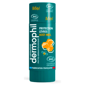 Stick &agrave; l&egrave;vres go&ucirc;t miel bio Dermophil Indien - 1 stick &agrave; l&egrave;vres de 4g