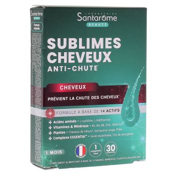 Sublimes cheveux anti-chute Santarome - bo&icirc;te de 30 comprim&eacute;s