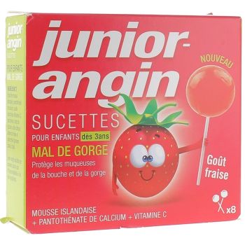 Sucettes pour enfants mal de gorge Junior-angin - bo&icirc;te de 8 sucettes