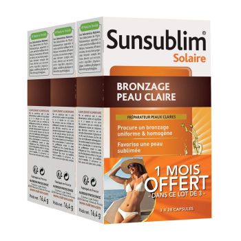 Sunsublim bronzage peau claire Nutreov - 3 bo&icirc;tes de 28 capsules