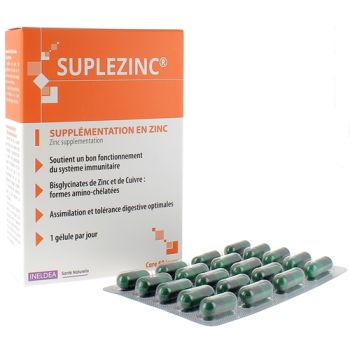 Suplezinc Ineldea - bo&icirc;te de 60 g&eacute;lules v&eacute;g&eacute;tales