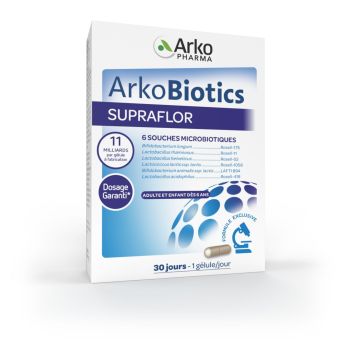 Supraflor ferments lactiques adultes & enfants Arkopharma - boite de 30 g&eacute;lules
