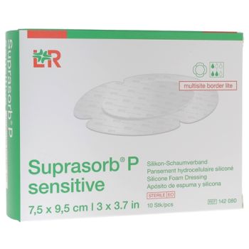 Suprasorb P Sensitive Multisite border lite 7,5 x 9,5 cm Lohmann & Rauscher - bo&icirc;te de 10 unit&eacute;s